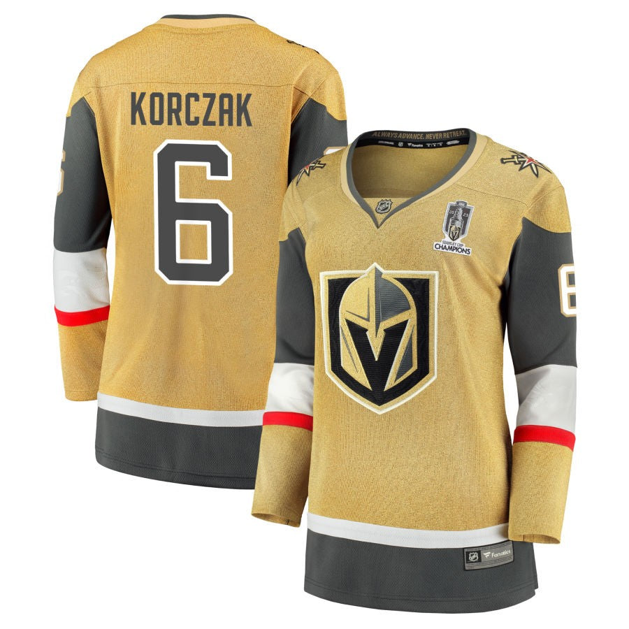 Kaedan Korczak  Vegas Golden Knights Fanatics Branded Women's 2023 Stanley Cup Champions Home Breakaway Jersey - Gold